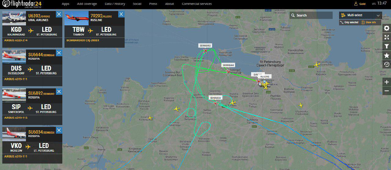 скриншот страницы сайта <a href="https://www.flightradar24.com">flightradar24.com</a>